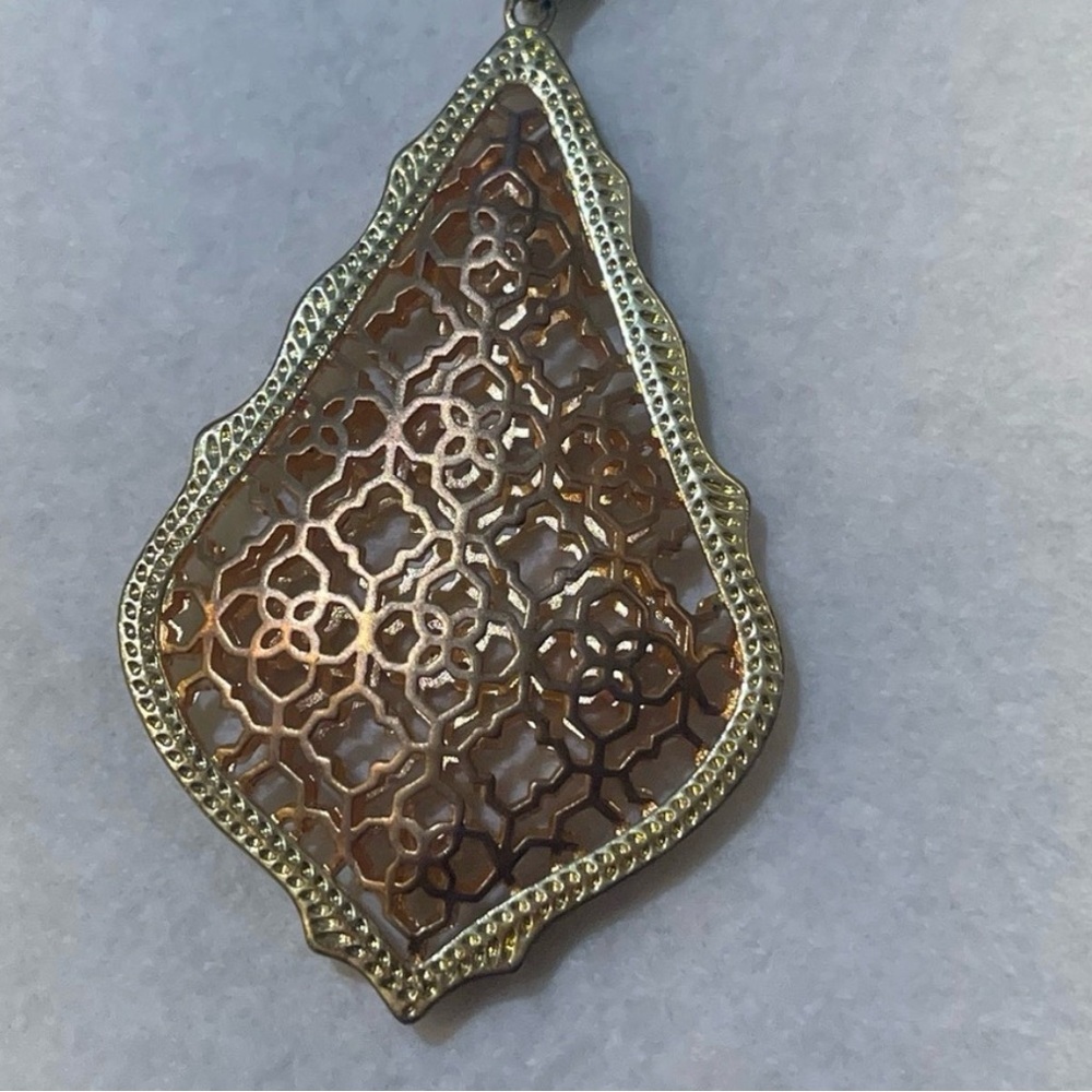 Kendra Scott Aiden Filigree Pendant Long Necklace in Rose & Yellow Gold Tone - Picture 6 of 6